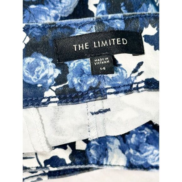 The Limited Women’s Floral Print Flat‎ Front Chino Shorts Blue White Size 14 - Picture 2 of 13